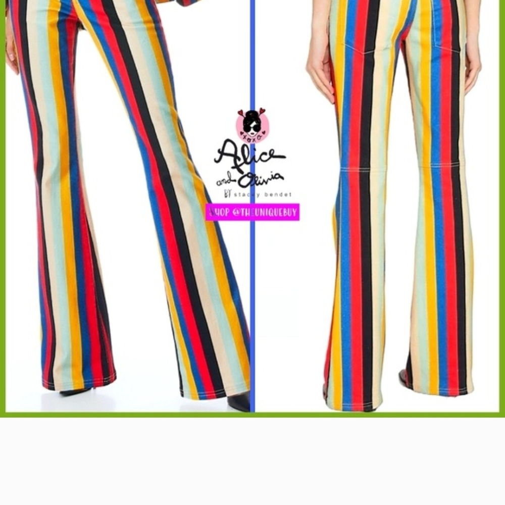 Alice + Olivia Colorful Striped Flare Pants